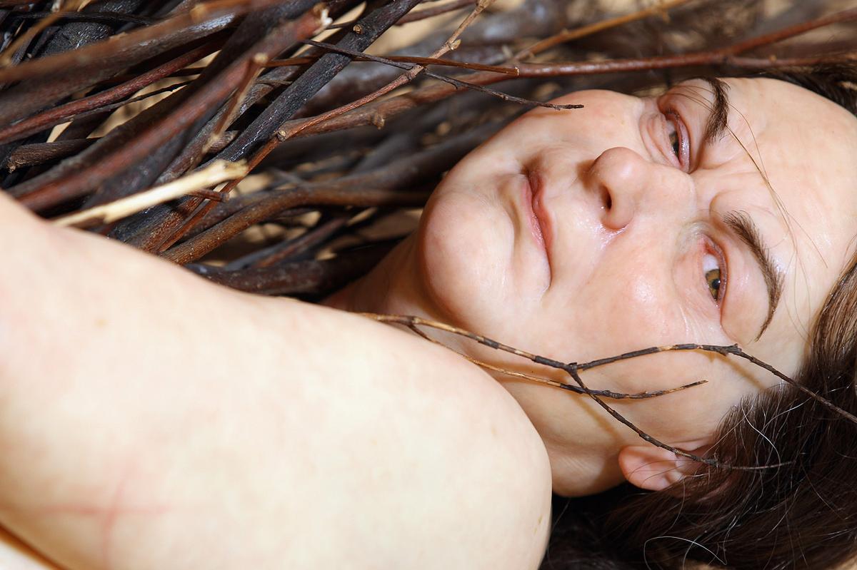 Ron Mueck -"Woman with Sticks" - Iperrealismo